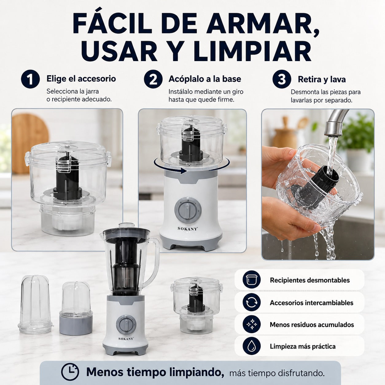Licuadora Multifuncional SOKANY 4 en 1