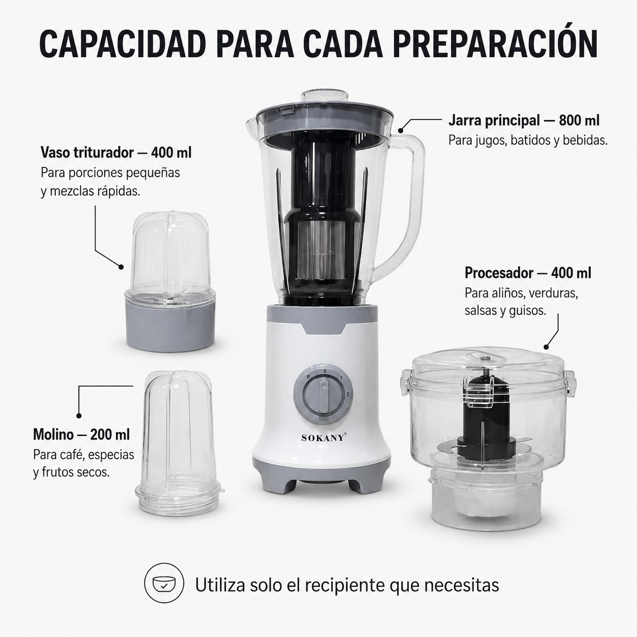 Licuadora Multifuncional SOKANY 4 en 1