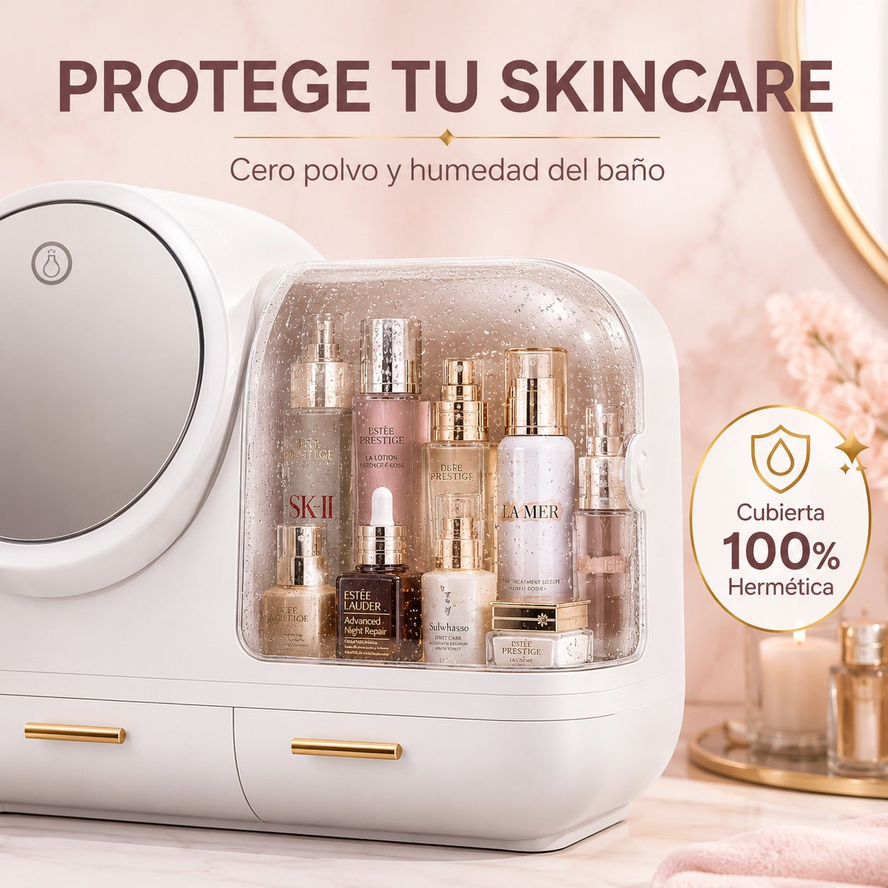 ORGANIZADOR MAQUILLA DELUXE ESPEJO LED