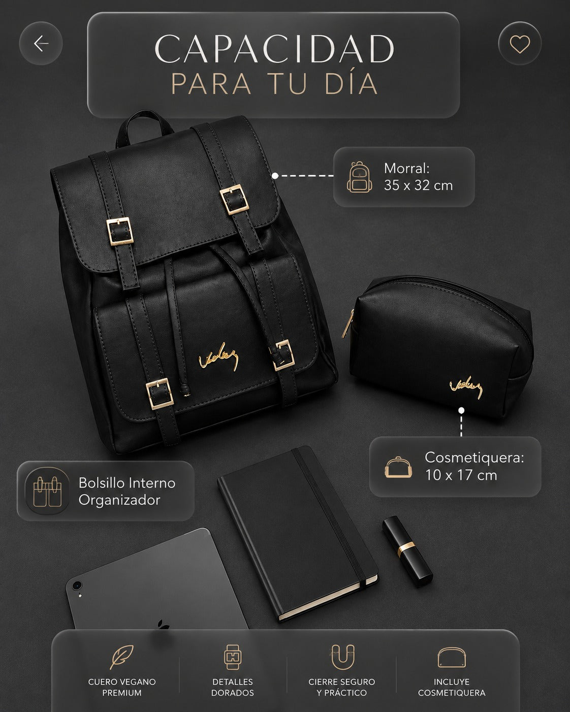 🎒MORRAL & COSMETIQUERA 🤎💛🖤
