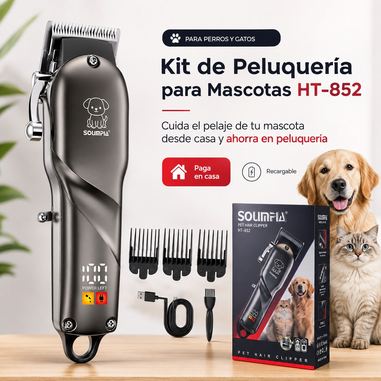 Kit de Peluquería para Perros y Gatos  Recargable