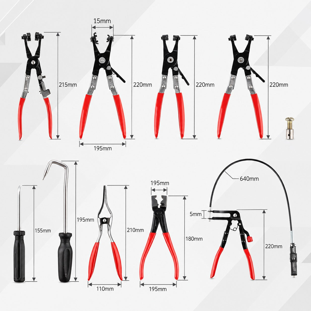 Kit de 9 Herramientas para Abrazaderas de Manguera Automotriz