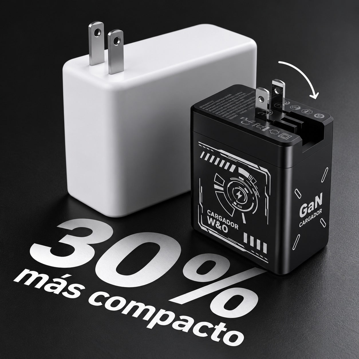 VoltGo™ — Cargador GaN 120W con Cables Retráctiles Integrados
