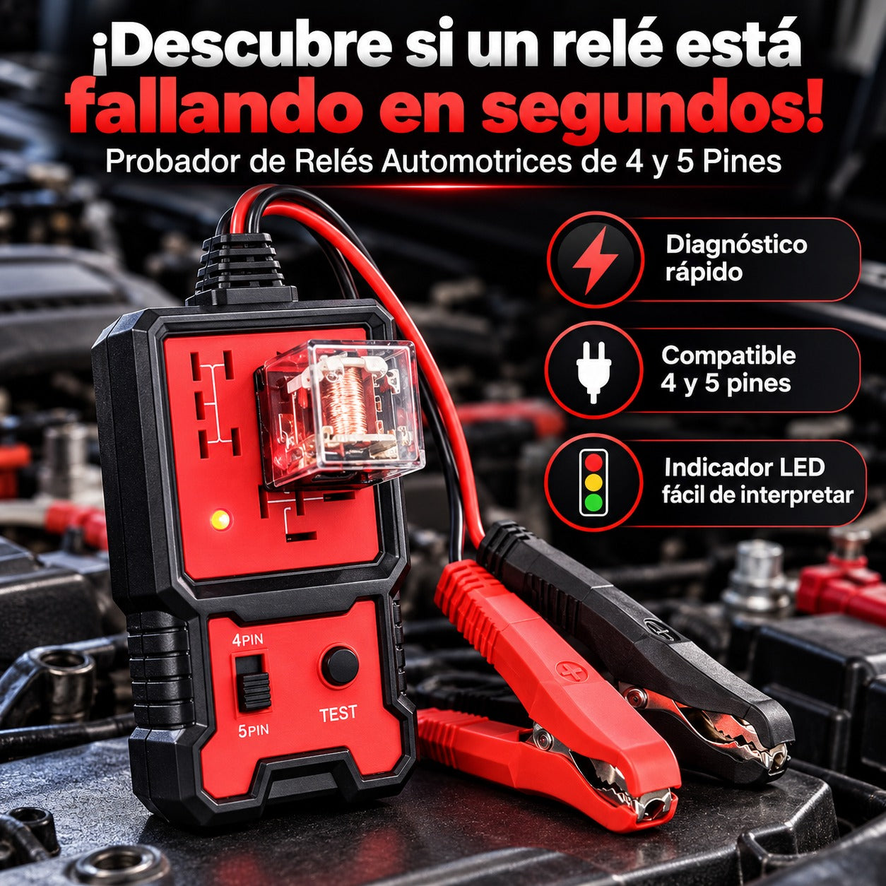 🔧 Probador de Relés Automotrices 4 y 5 Pines