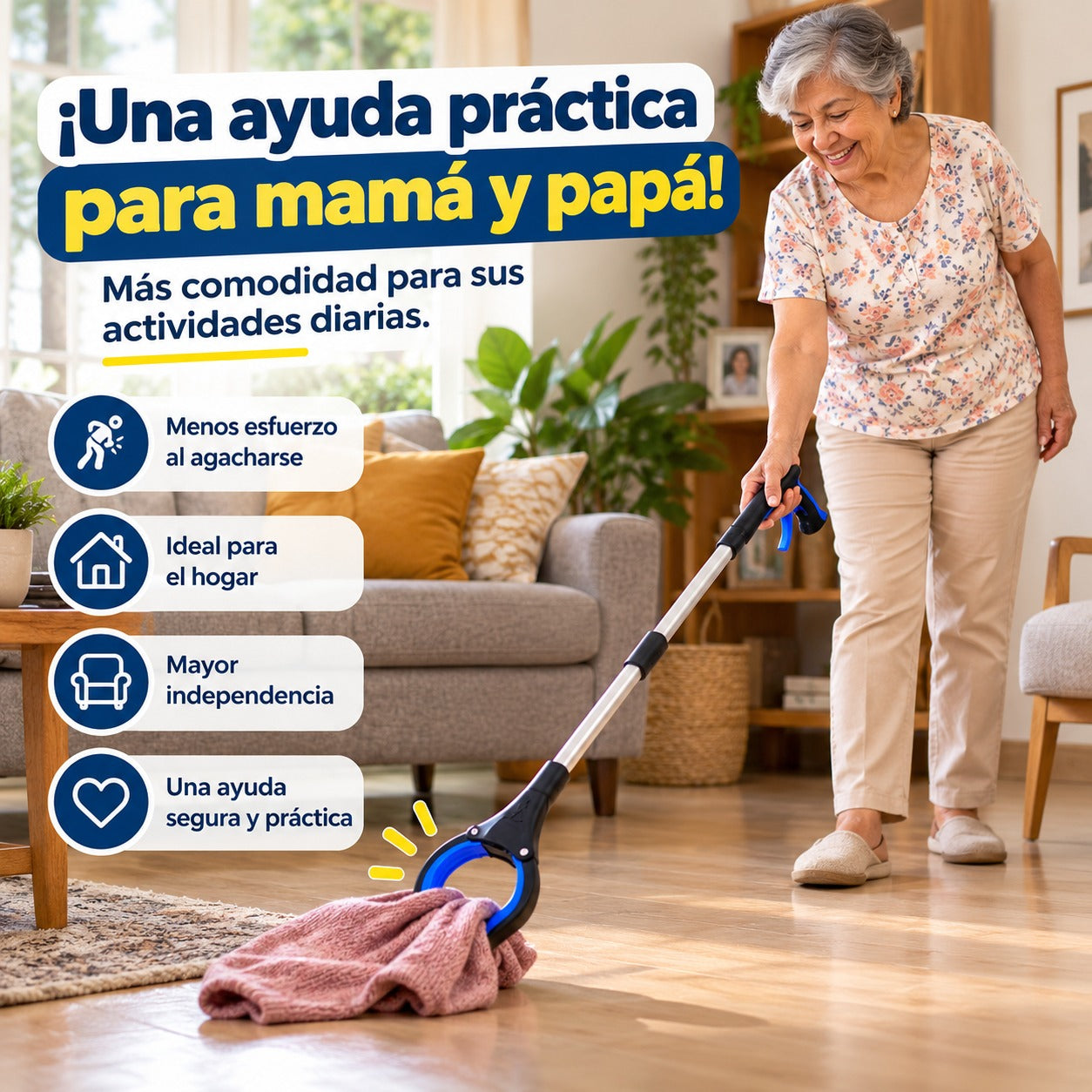 Pinza Recogedora Plegable de Largo Alcance