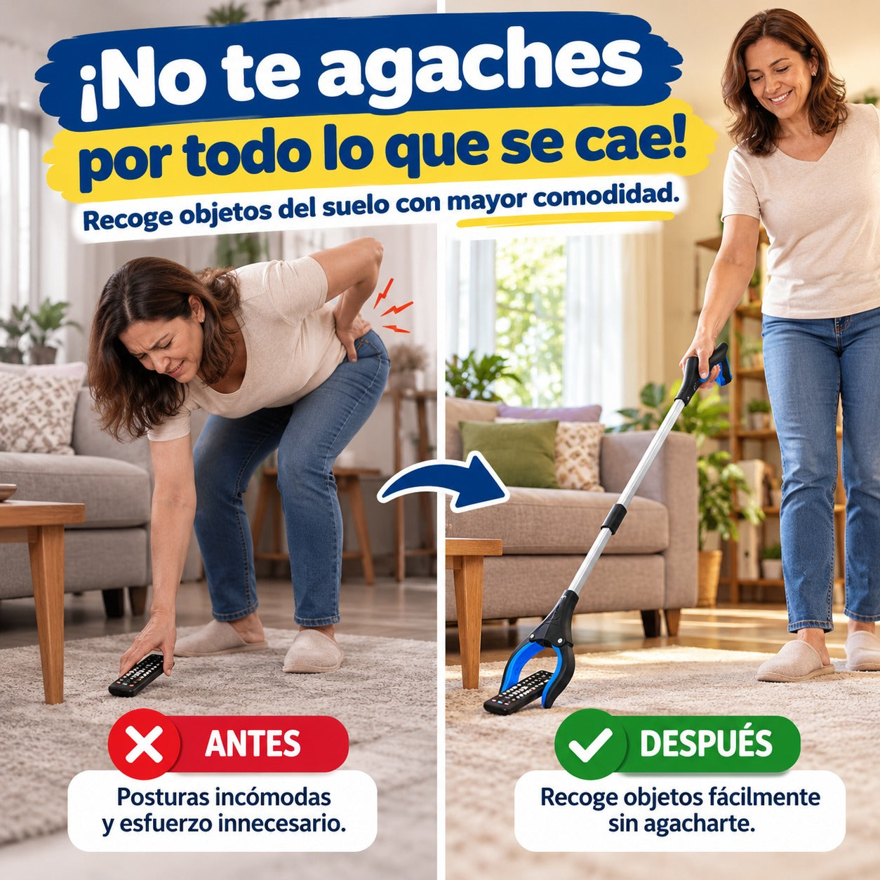 Pinza Recogedora Plegable de Largo Alcance