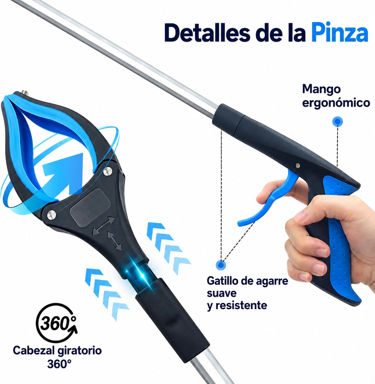 Pinza Recogedora Plegable de Largo Alcance