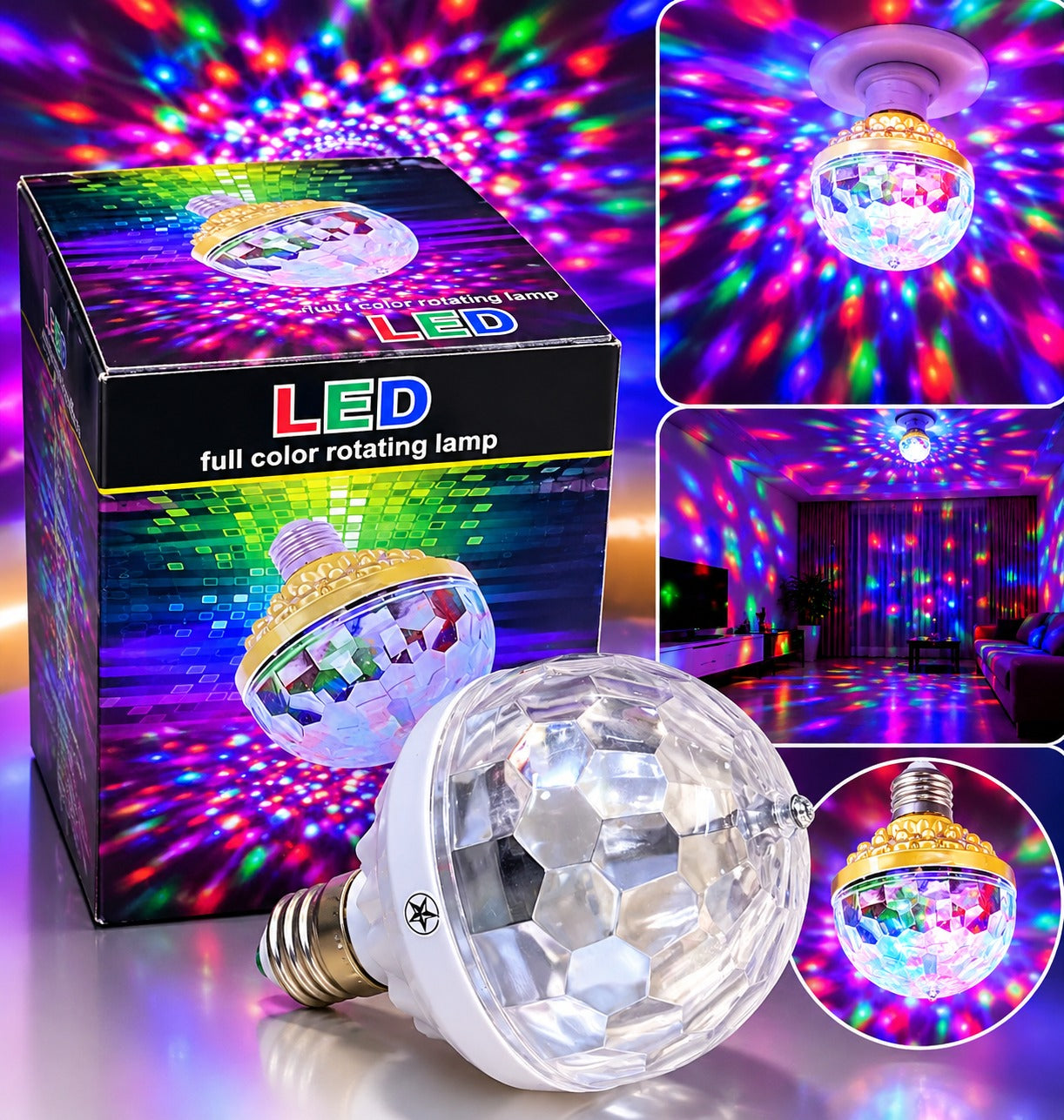 Bombillo LED Disco RGB Giratorio | ¡Llena tus Fiestas de Color!