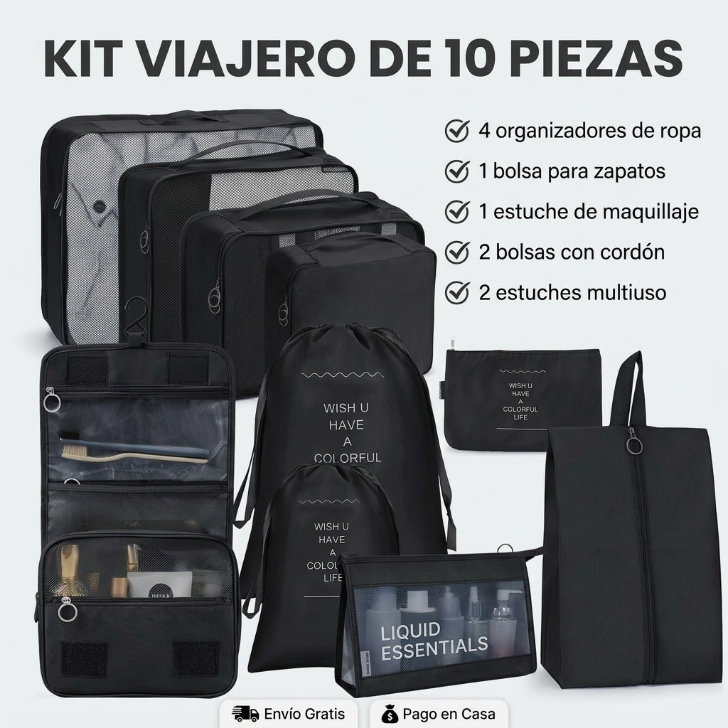 Kit Organizador de Maleta – Set de Viaje 10 Piezas