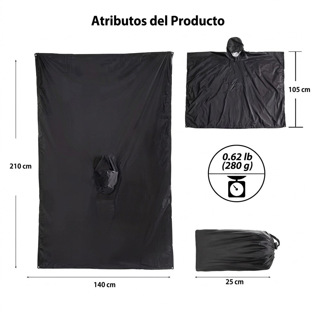 Carpa Poncho Lluvia Impermeable Unisex