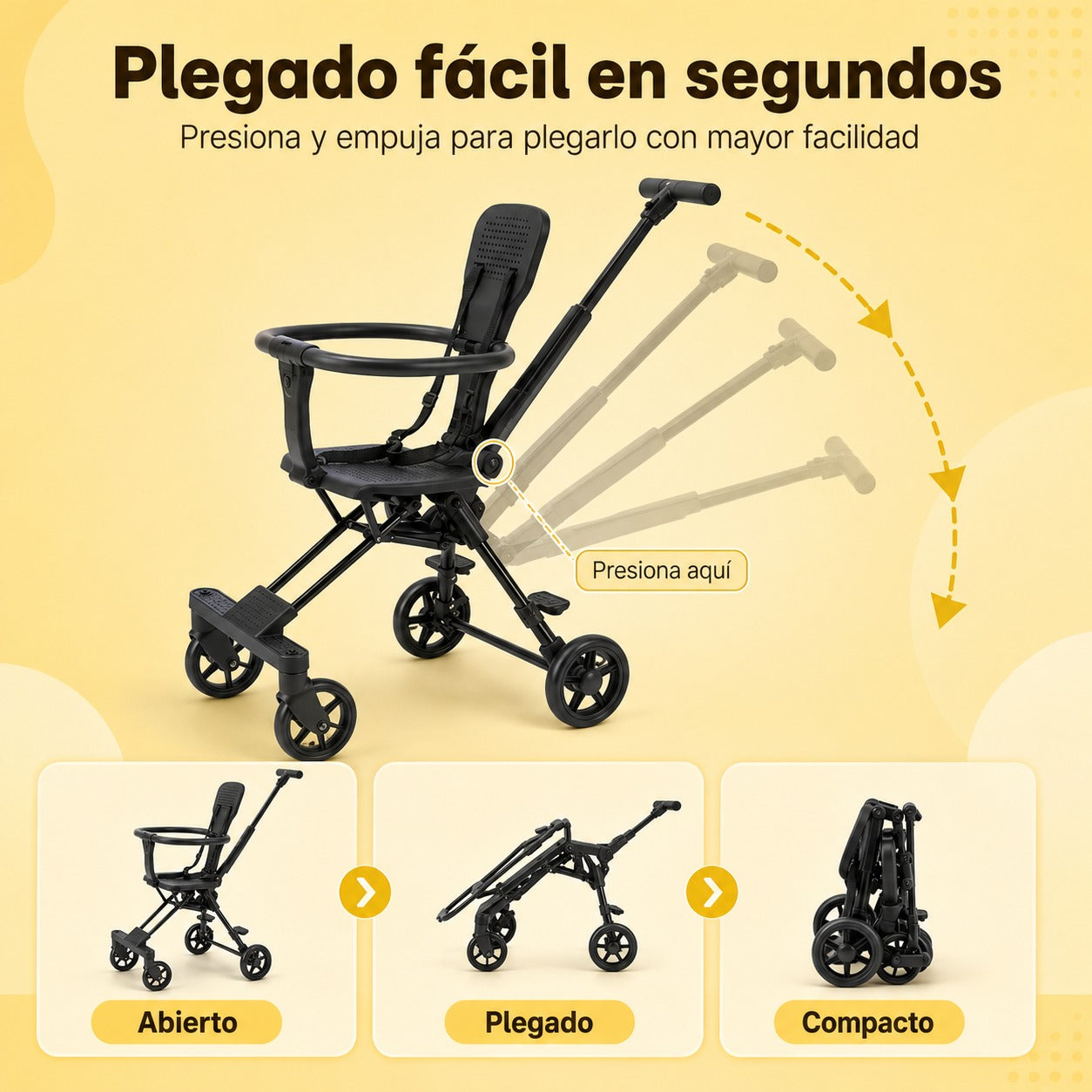 Coche Plegable 3 en 1 - Paseos más cómodos para tu bebé y más prácticos para ti