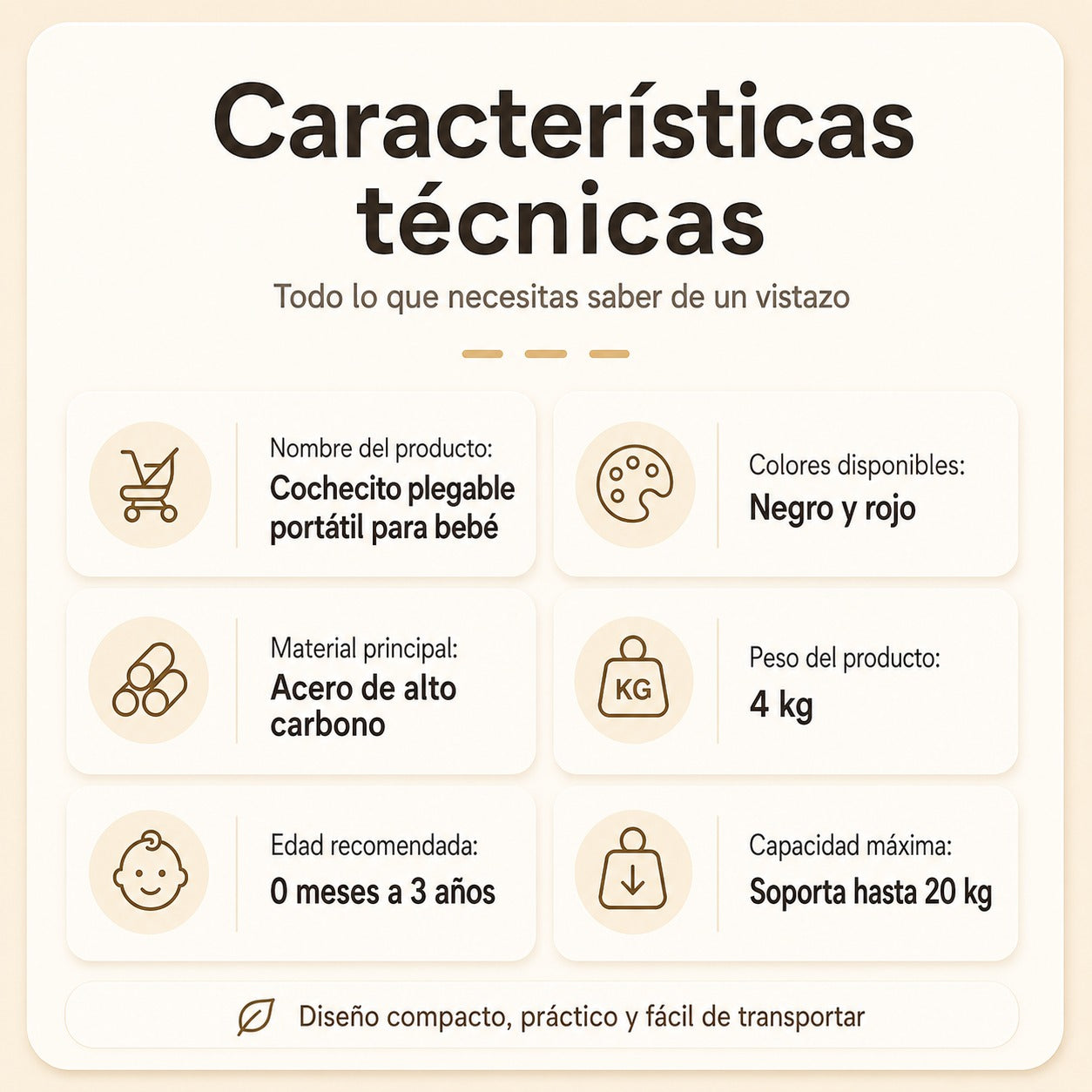 Coche Plegable 3 en 1 - Paseos más cómodos para tu bebé y más prácticos para ti