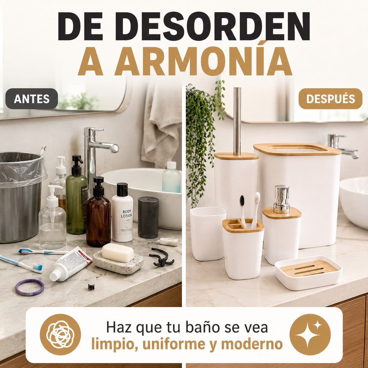 Set de Accesorios para Baño de 6 Piezas – Orden y Estilo en un Solo Diseño