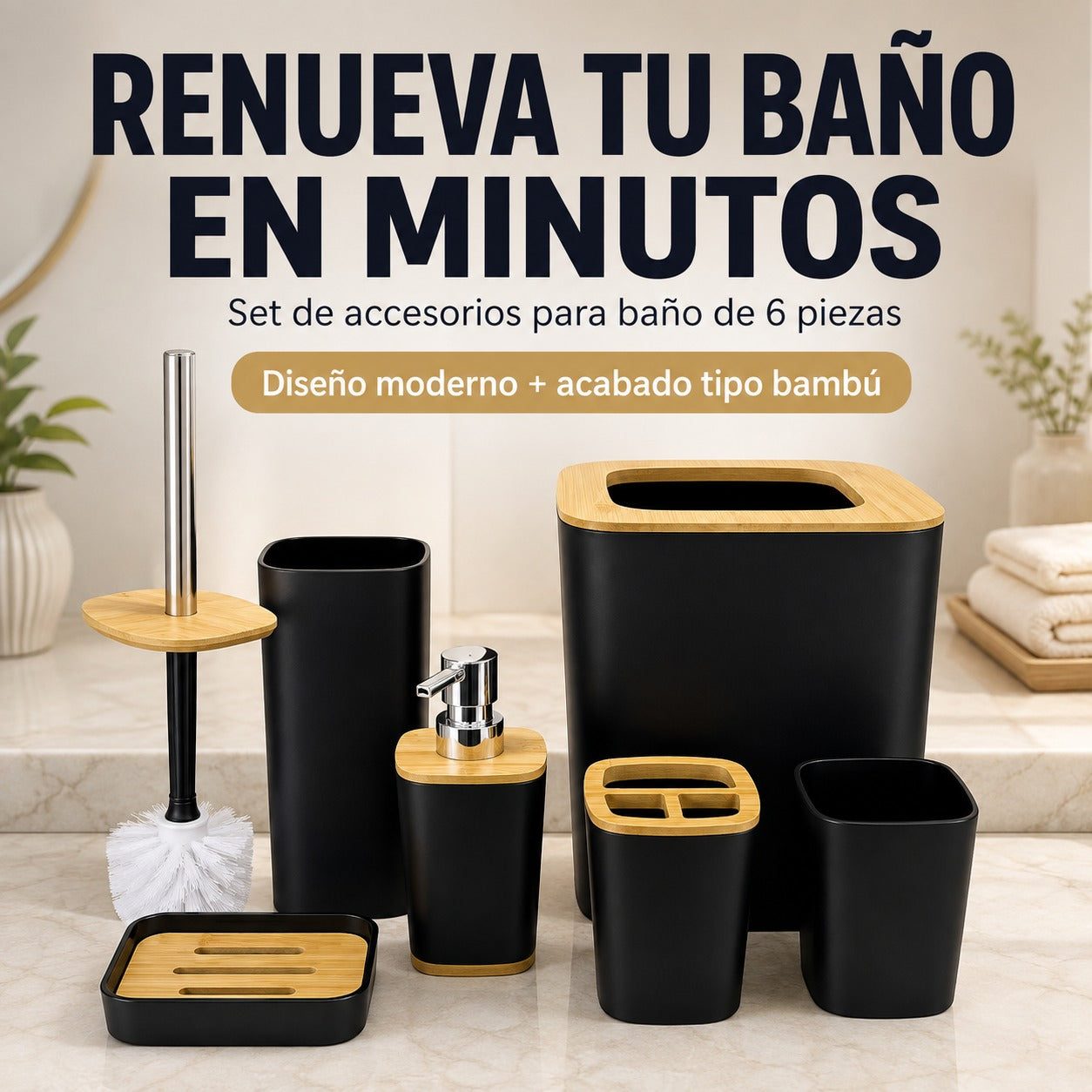 Set de Accesorios para Baño de 6 Piezas – Orden y Estilo en un Solo Diseño