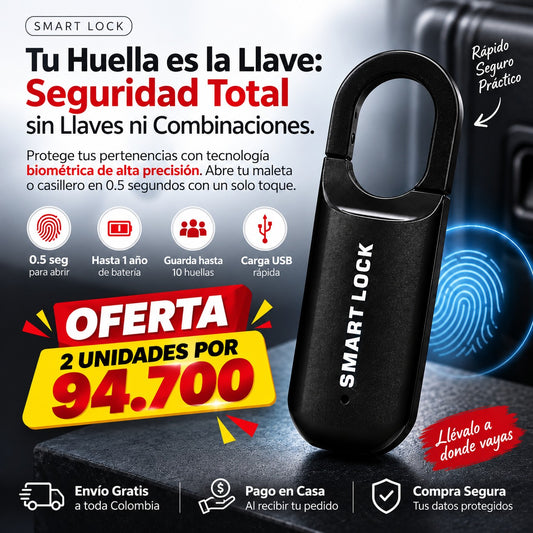 Candado Inteligente BioLock con Huella Digital - Lleva 2 unidades con SUPER DESCUENTO