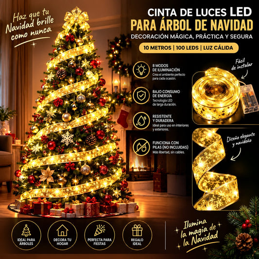 Cinta Decoración Luz Navideña para Arbol