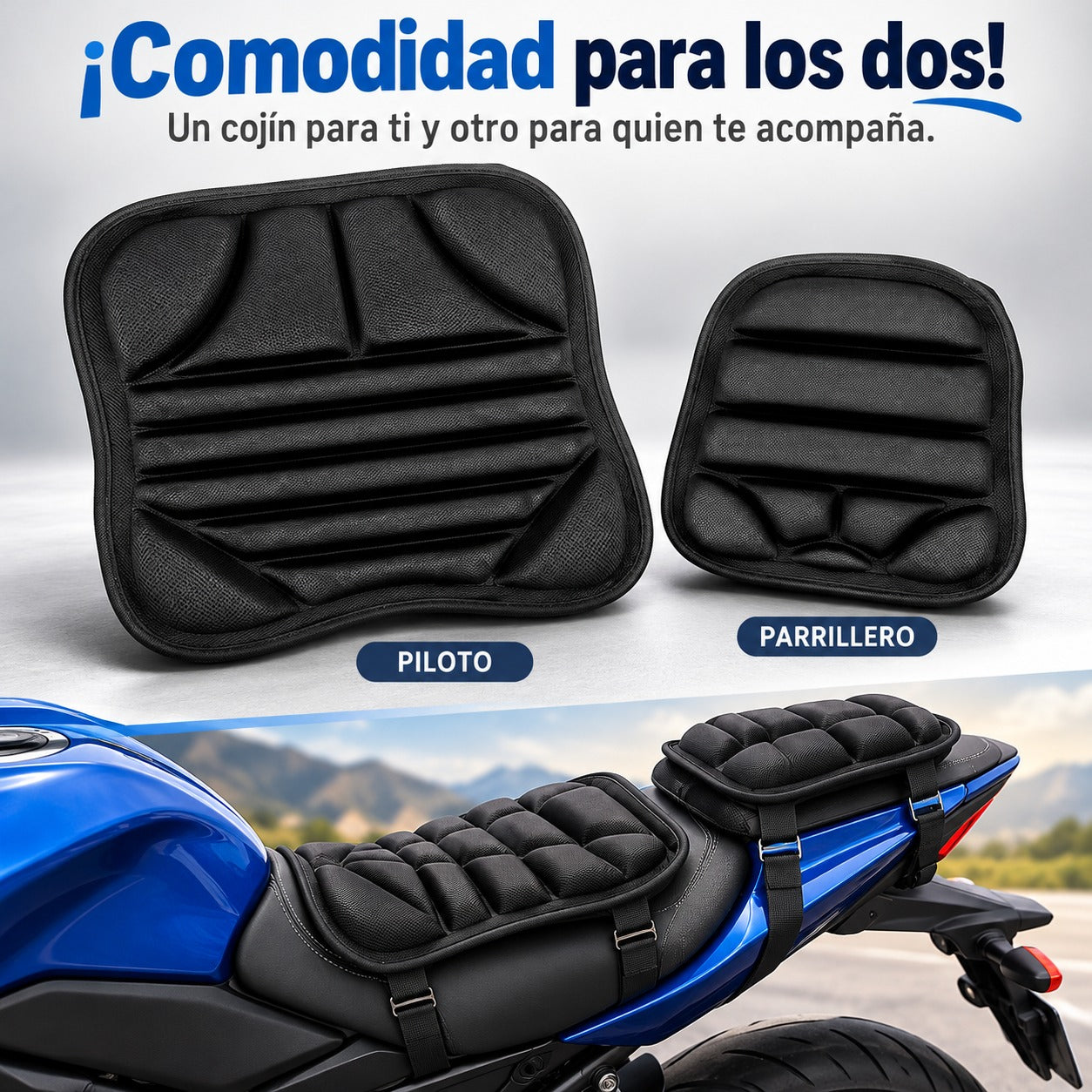 🏍️ Kit X2 de Cojines Acolchados para Moto