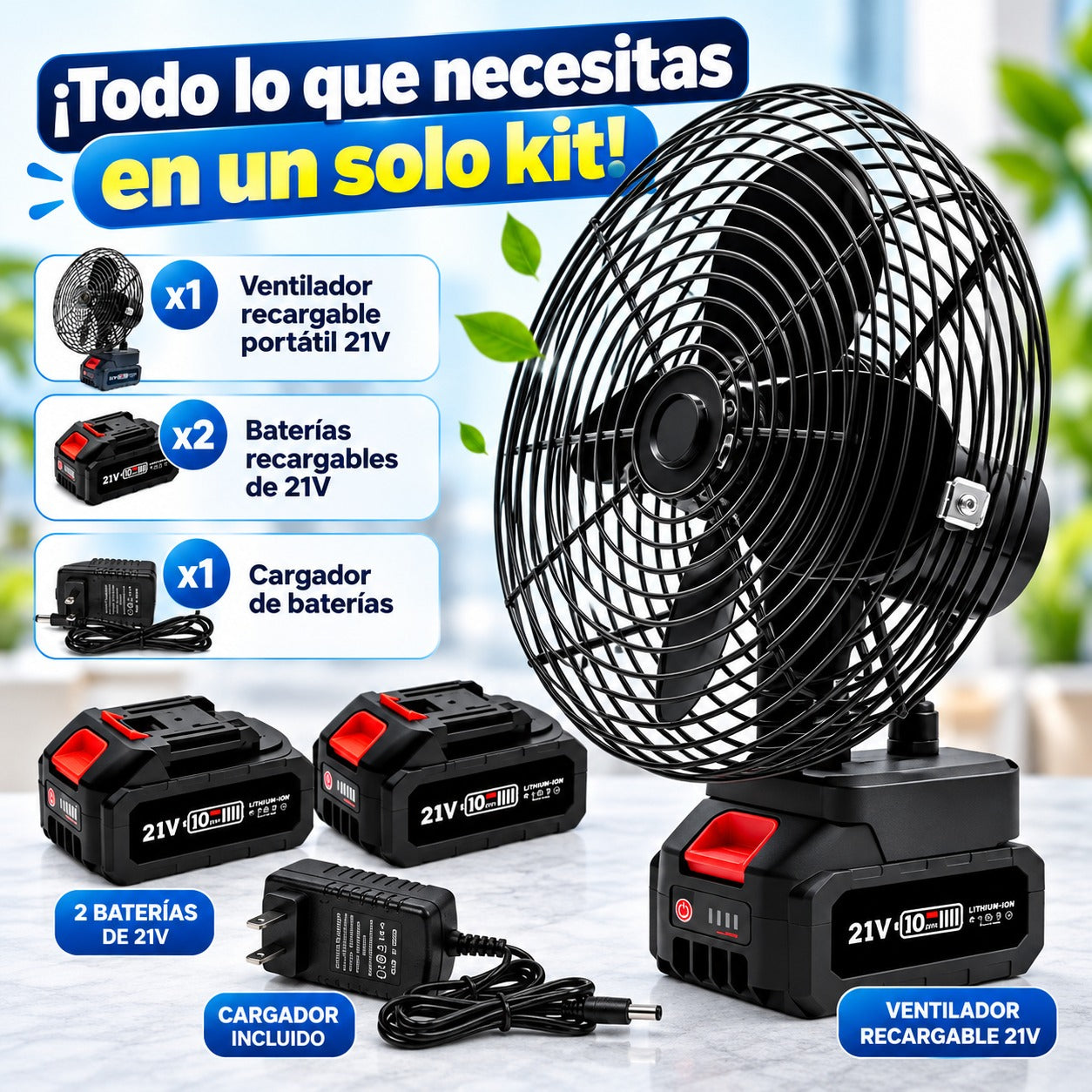 VENTILADOR RECARGABLE 21V