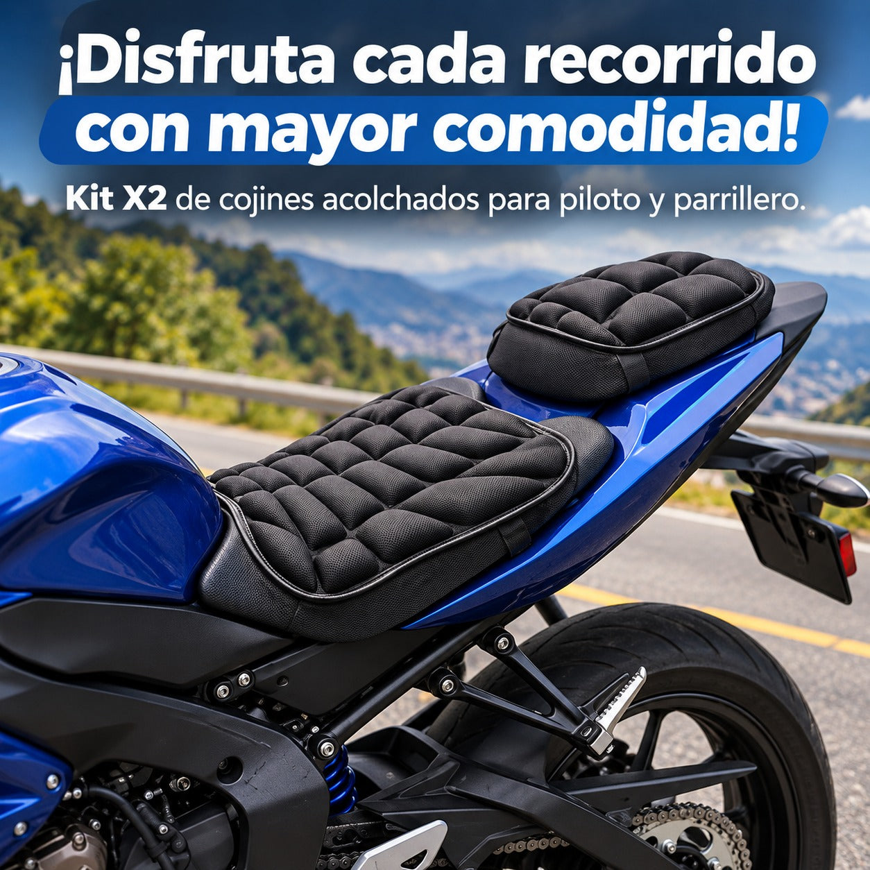 🏍️ Kit X2 de Cojines Acolchados para Moto
