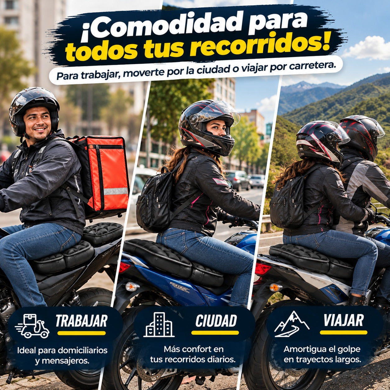 🏍️ Kit X2 de Cojines Acolchados para Moto