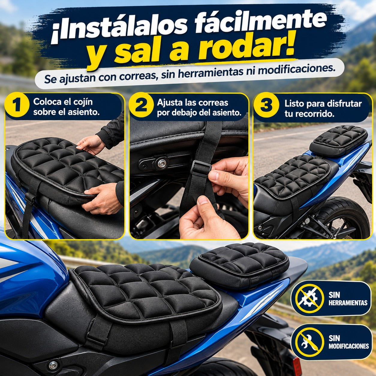 🏍️ Kit X2 de Cojines Acolchados para Moto