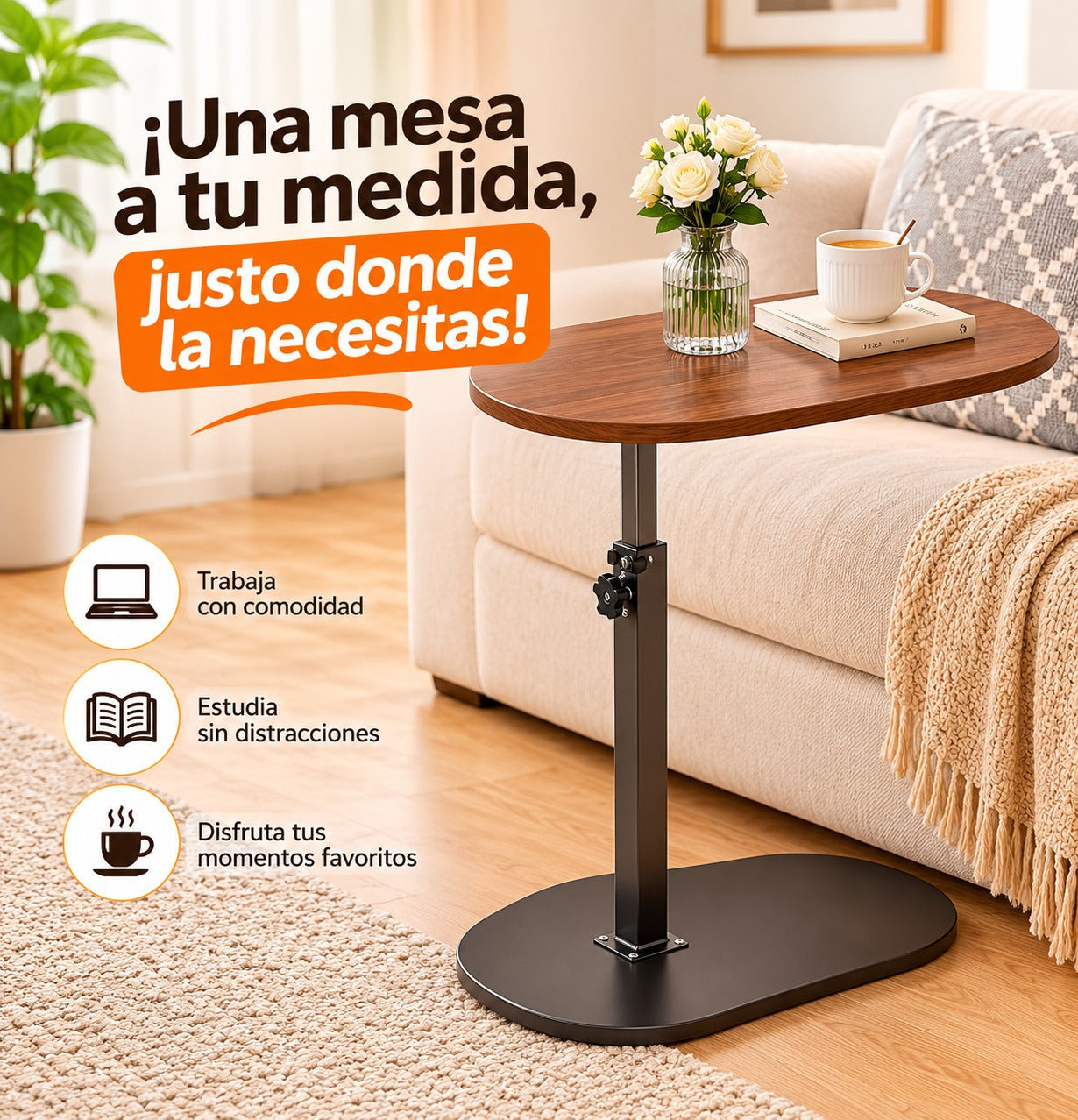 Mesa Auxiliar Tipo C con Altura Ajustable