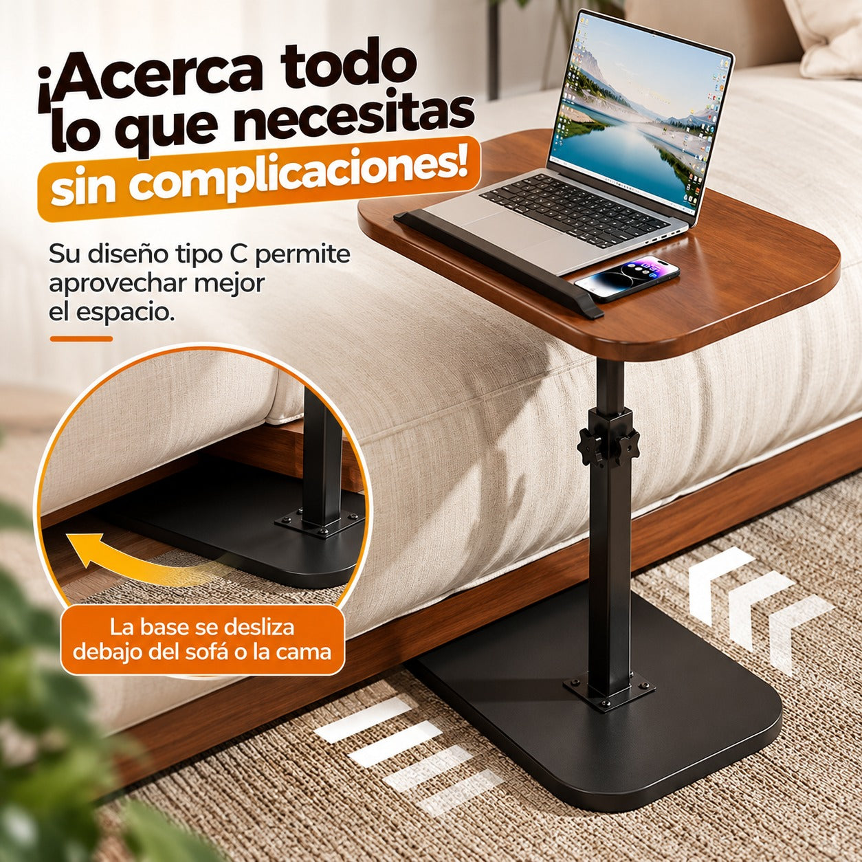 Mesa Auxiliar Tipo C con Altura Ajustable