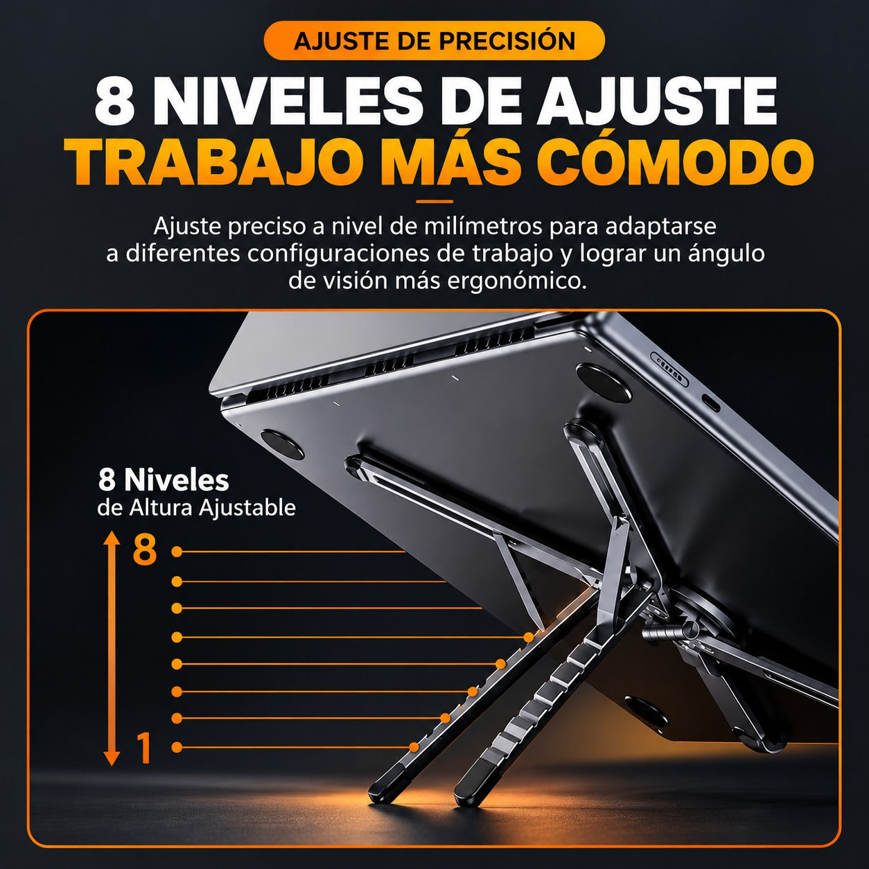Soporte Plegable Multifuncional 4 en 1 para Laptop, Tablet y Celular